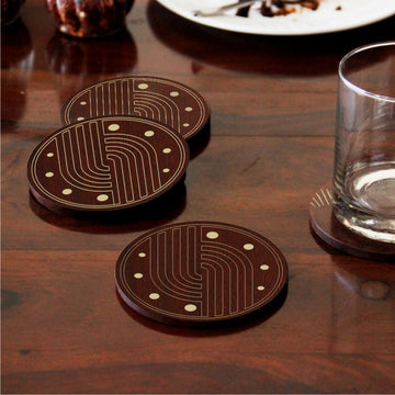 Brown Wood Hand Crafted Coaster & Trivet