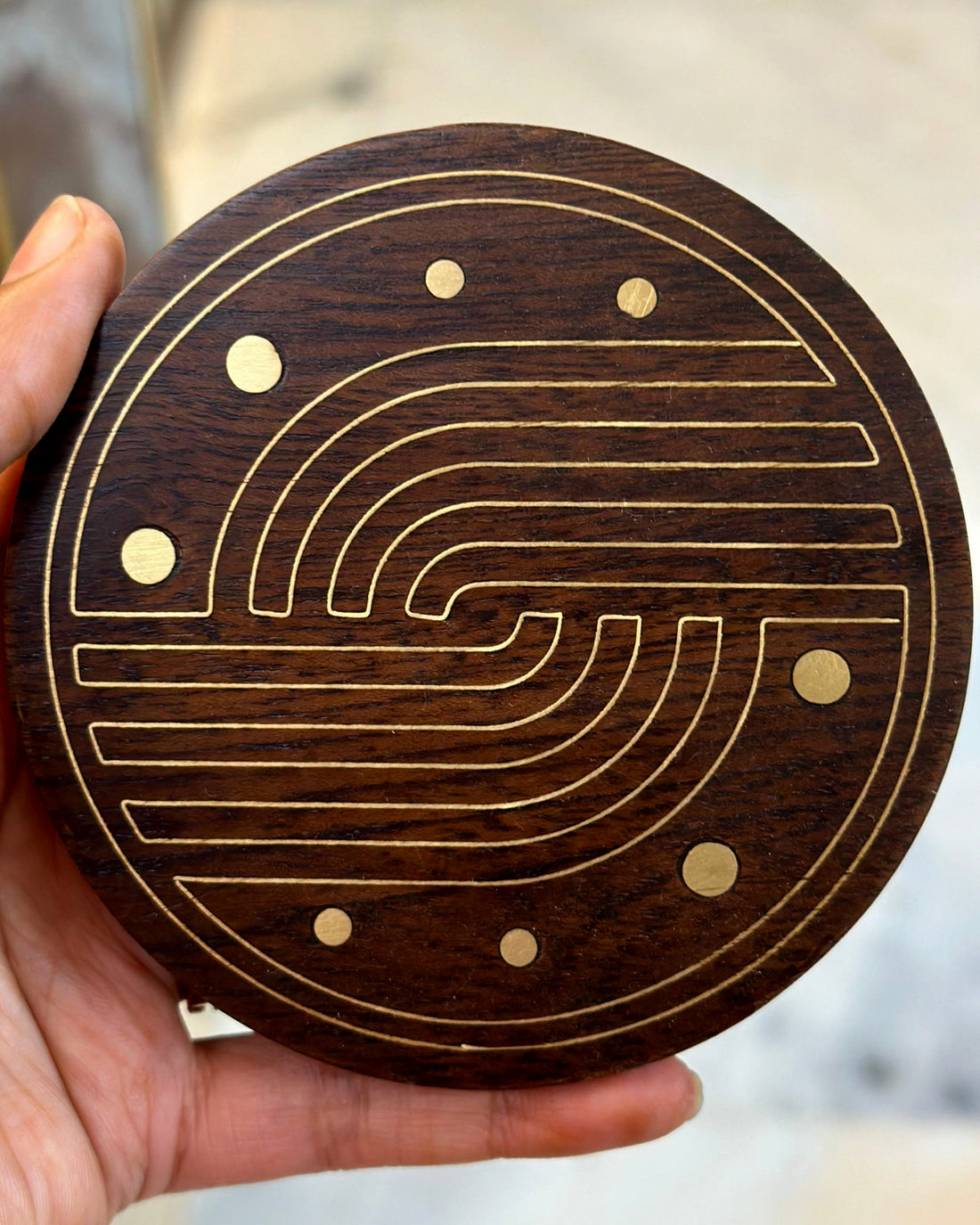 Brown Wood Hand Crafted Coaster & Trivet