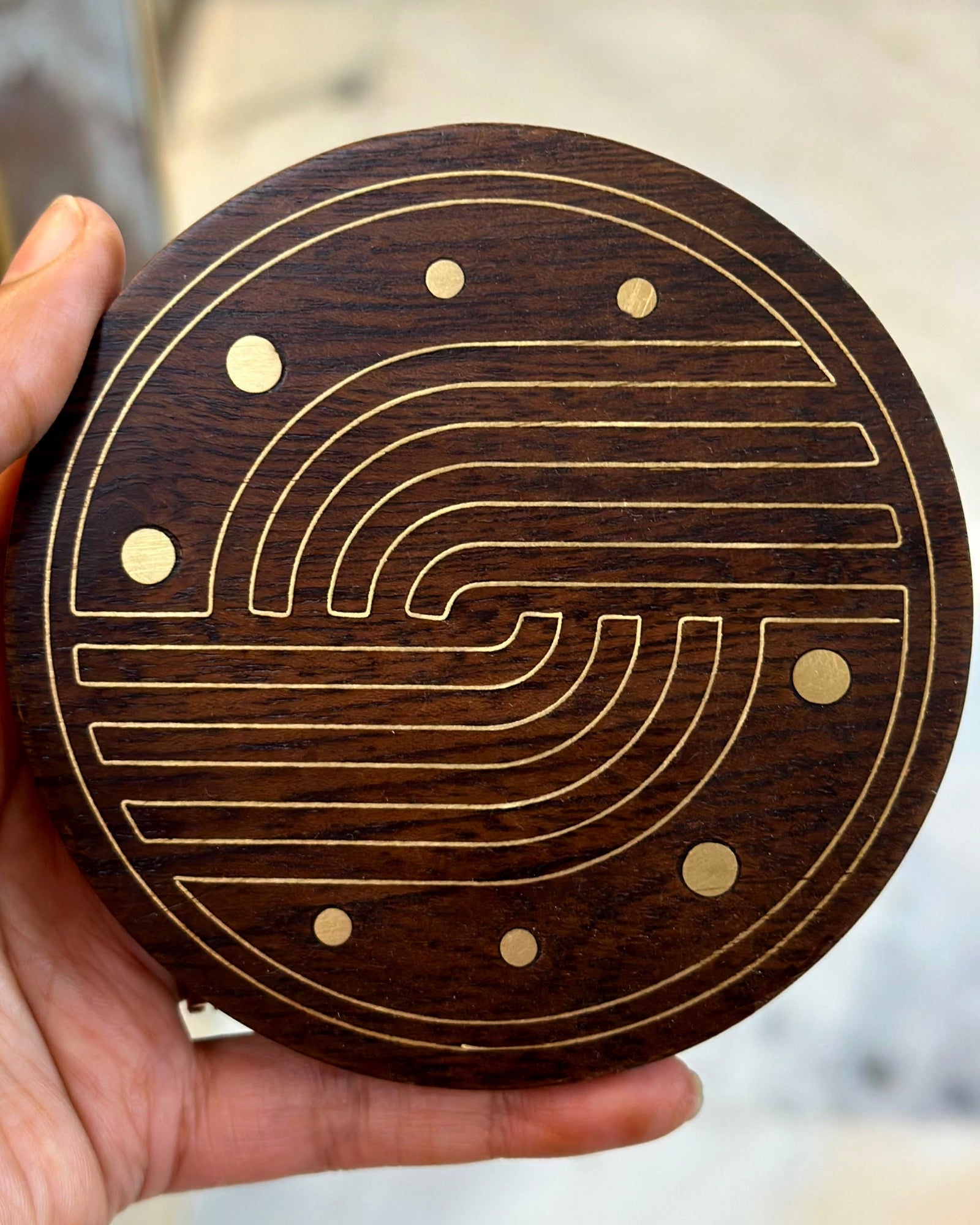 Brown Wood Hand Crafted Coaster & Trivet