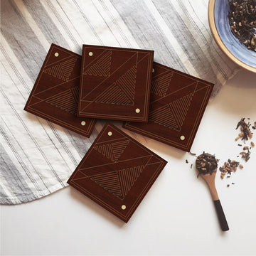 Brown Wood Hand Crafted Coaster & Trivet