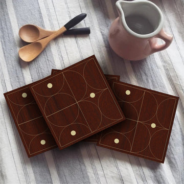 Brown Wood Hand Crafted Coaster & Trivet