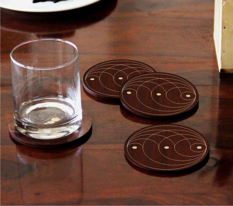 Brown Wood Hand Crafted Coaster & Trivet
