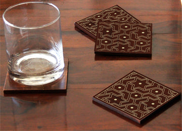 Brown Wood Hand Crafted Coaster & Trivet