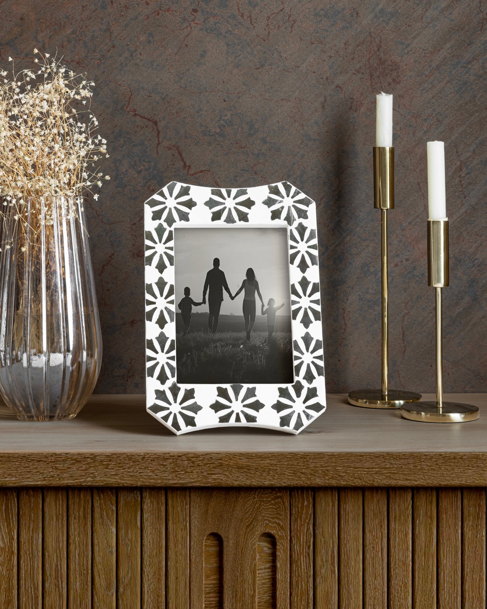 White Table Top Glass Hand Crafted Tabletop Accents