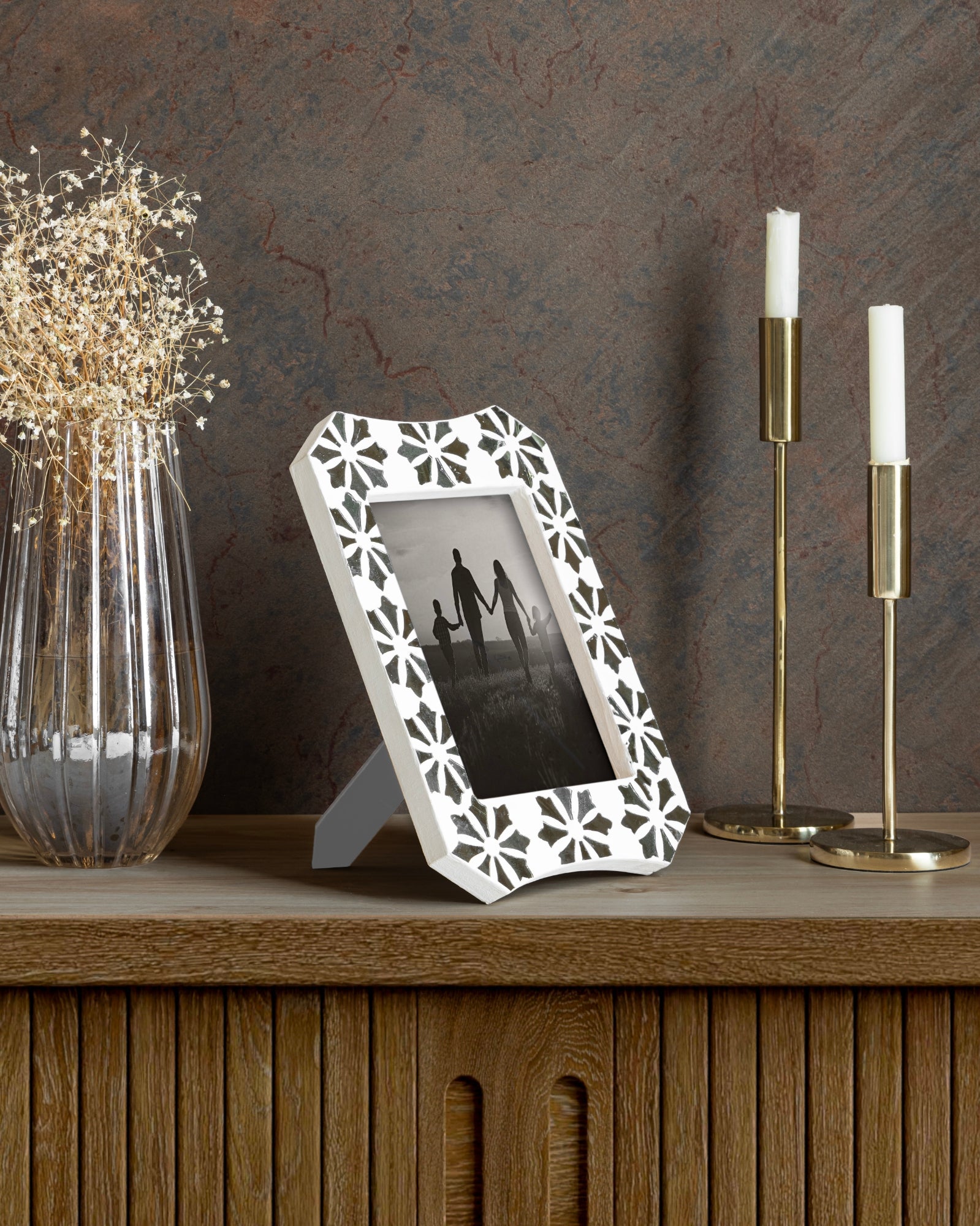 White Table Top Glass Hand Crafted Tabletop Accents